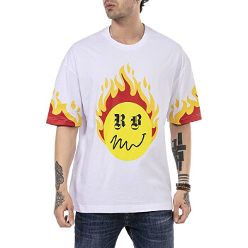 Camisa con estampado de fuego aesthetic