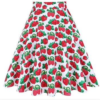Falda aesthetic con estampado de fresas