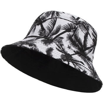 Sombreros aesthetic estilo pescador con estampado de palmeras